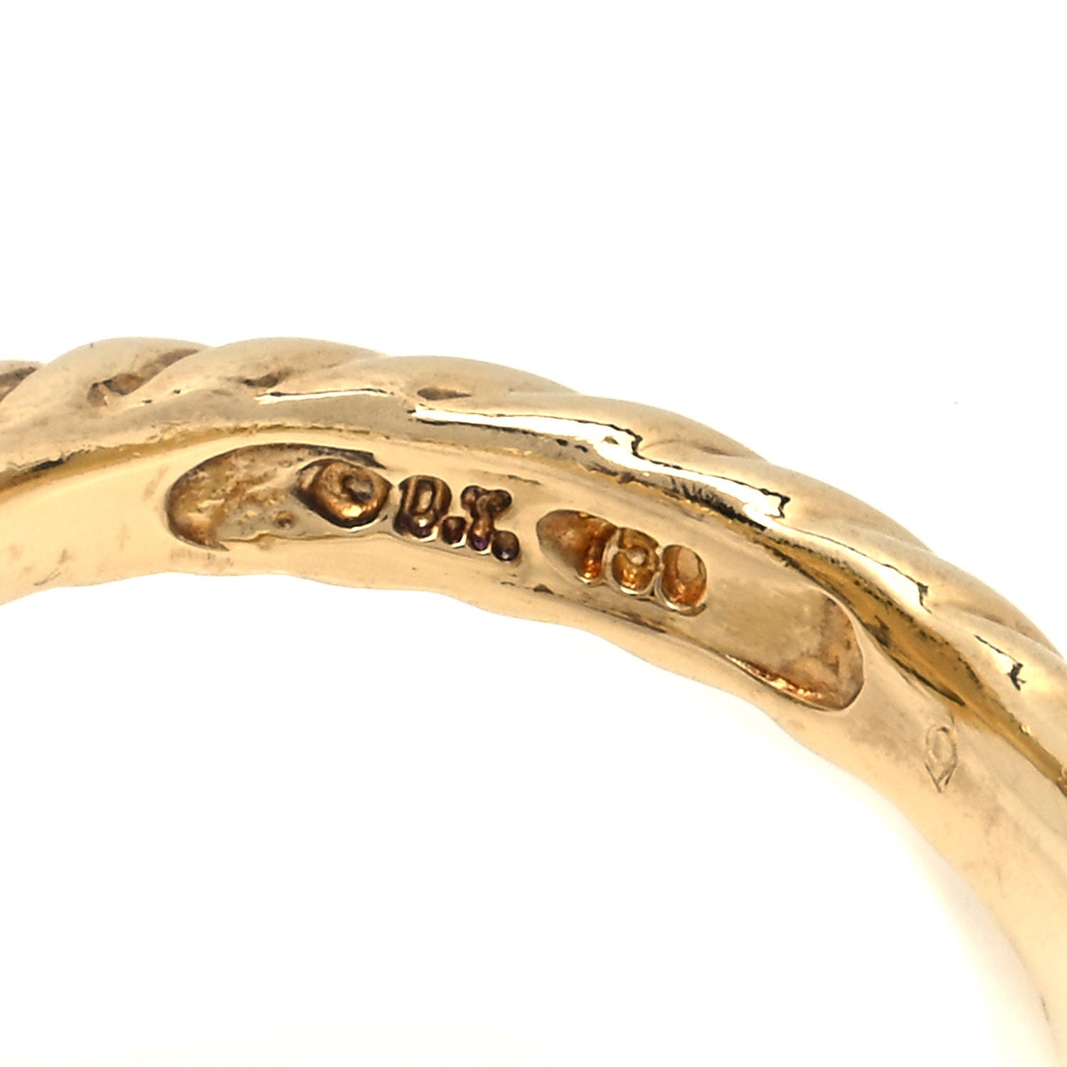 David Yurman 18K Yellow Gold Diamond Black Onyx 14mm Quatrefoil Sculpted Cable Ring 48 4.5 4 of 4