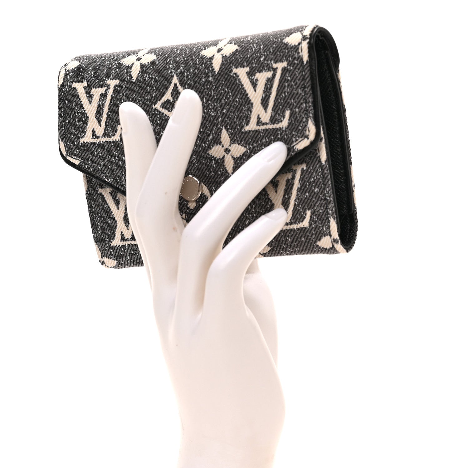 Louis Vuitton Denim Monogram Jacquard Victorine Wallet Grey 2 of 6