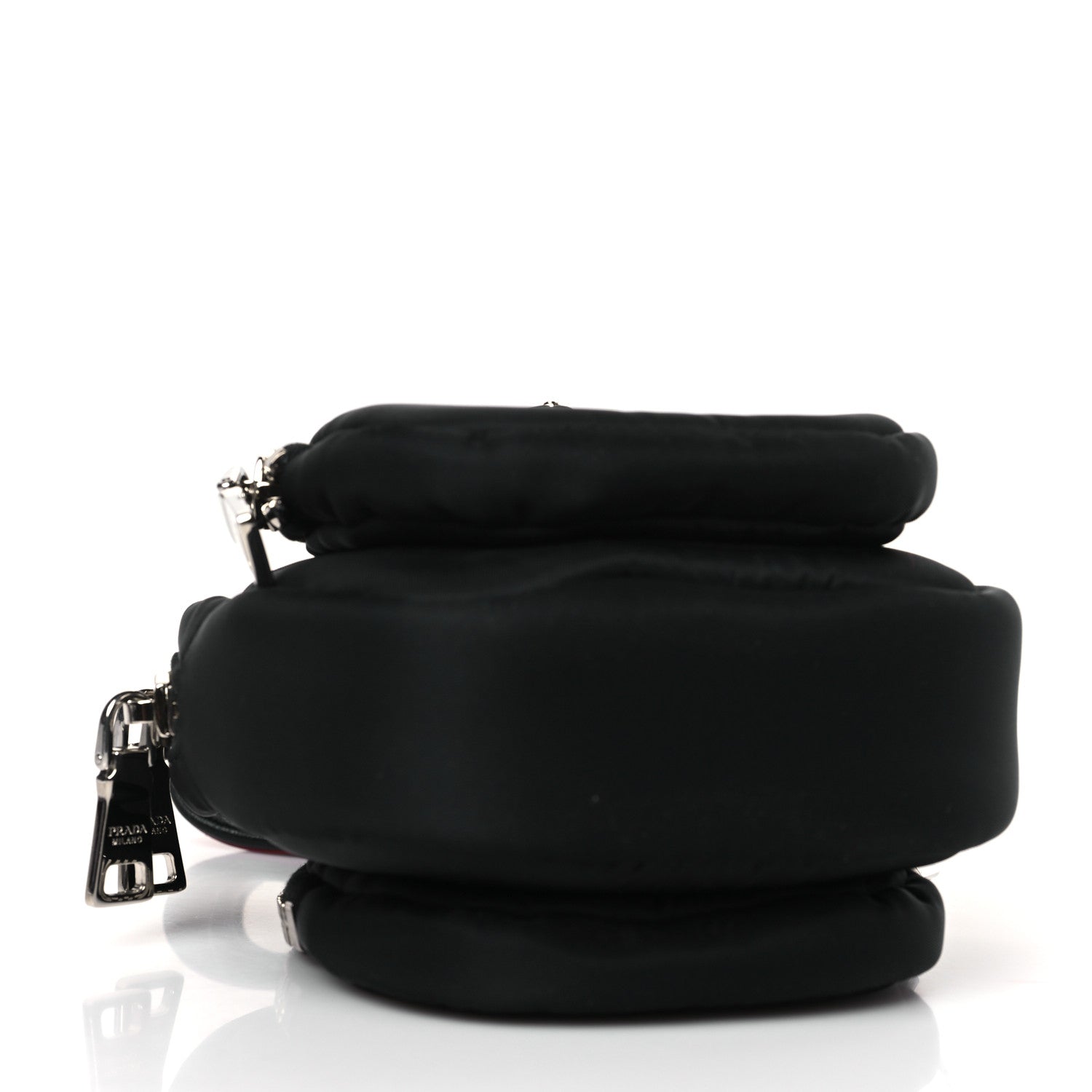 Prada Tessuto Nylon Pocket Small Wristlet Pouch Black Fuoco 4 of 8