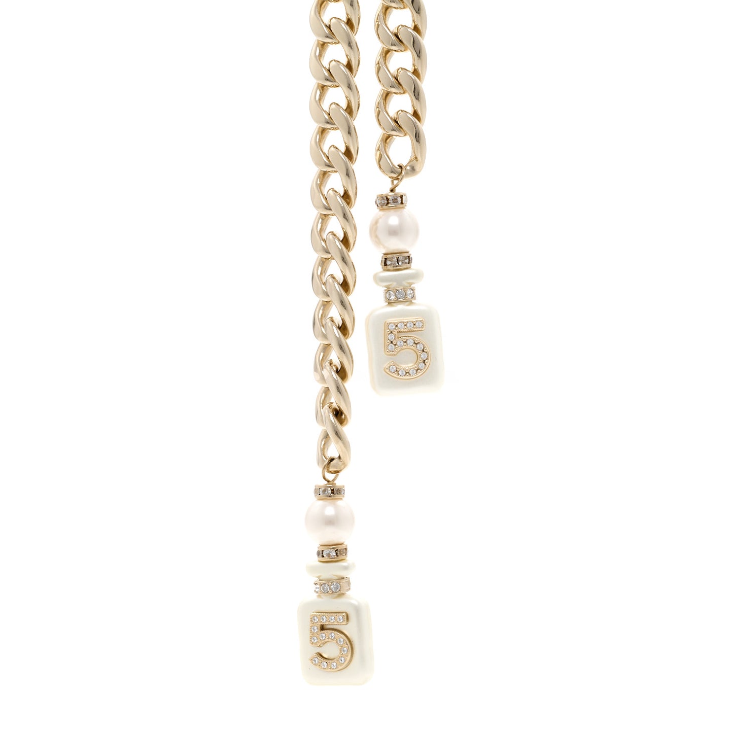 Pearl Resin Crystal CC No 5 Perfume Bottle Chain Gold