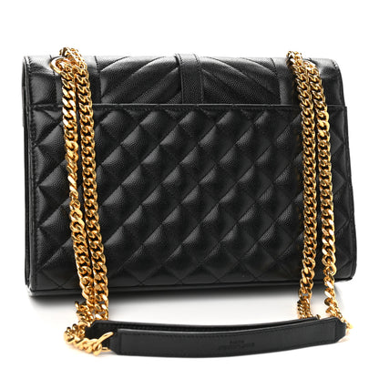 Saint Laurent Grain De Poudre Textured Mixed Matelasse Triquilt Medium Monogram Satchel Black 3 of 8