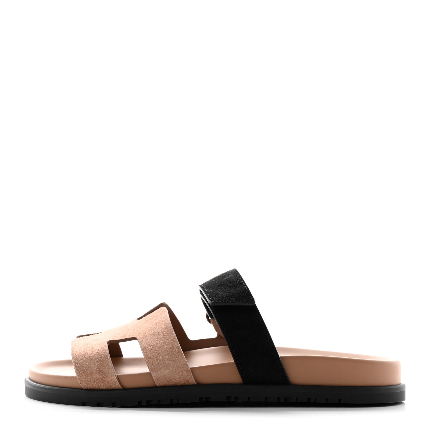 Hermes Suede Goatskin Womens Chypre Sandals 40 Rose Perle Black 1 of 9