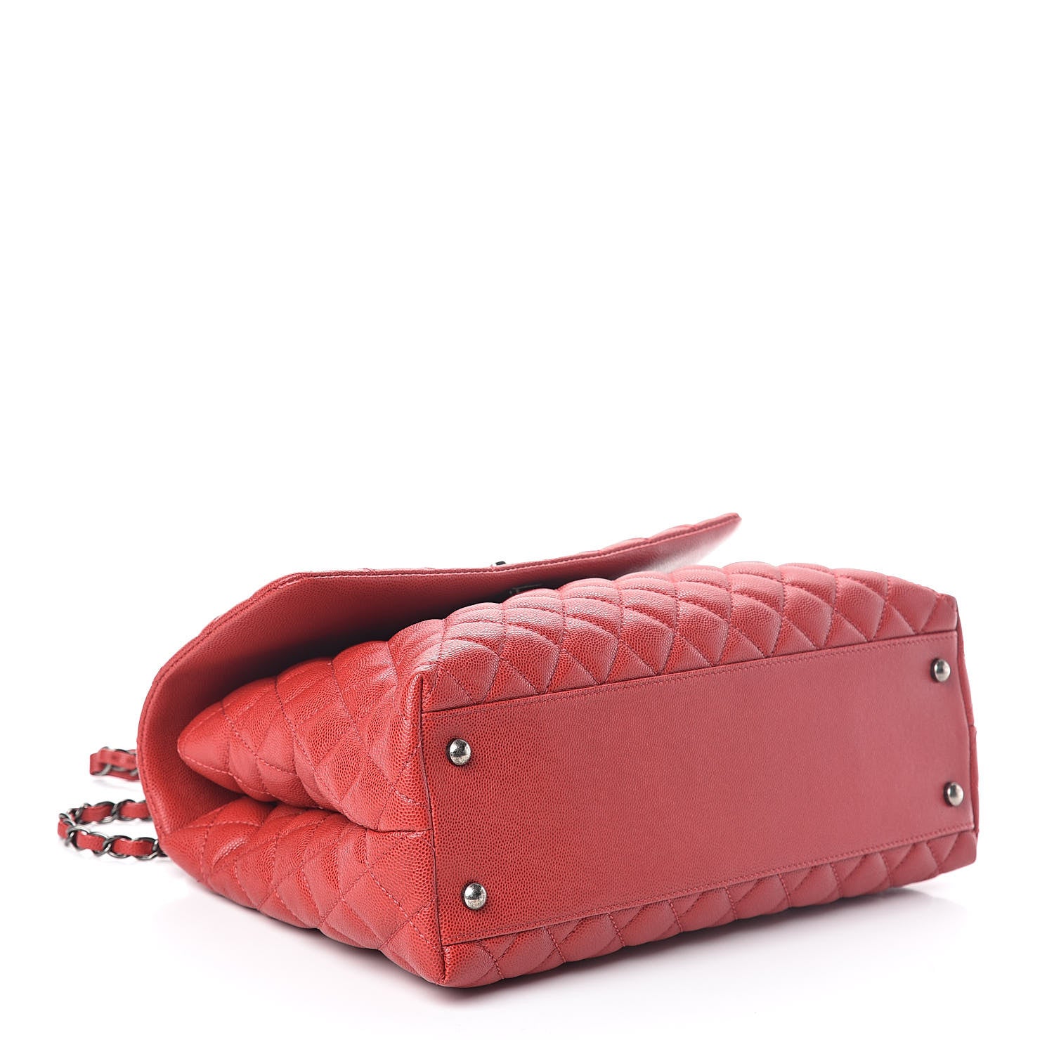 Chanel Caviar Quilted Medium Coco Handle Flap Red 4 of 11