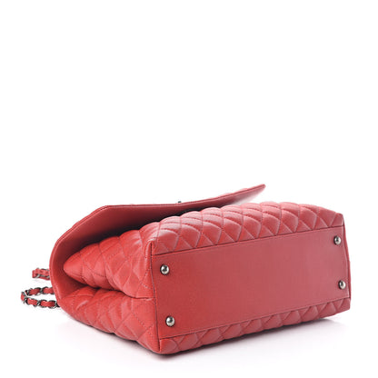 Chanel Caviar Quilted Medium Coco Handle Flap Red 4 of 11