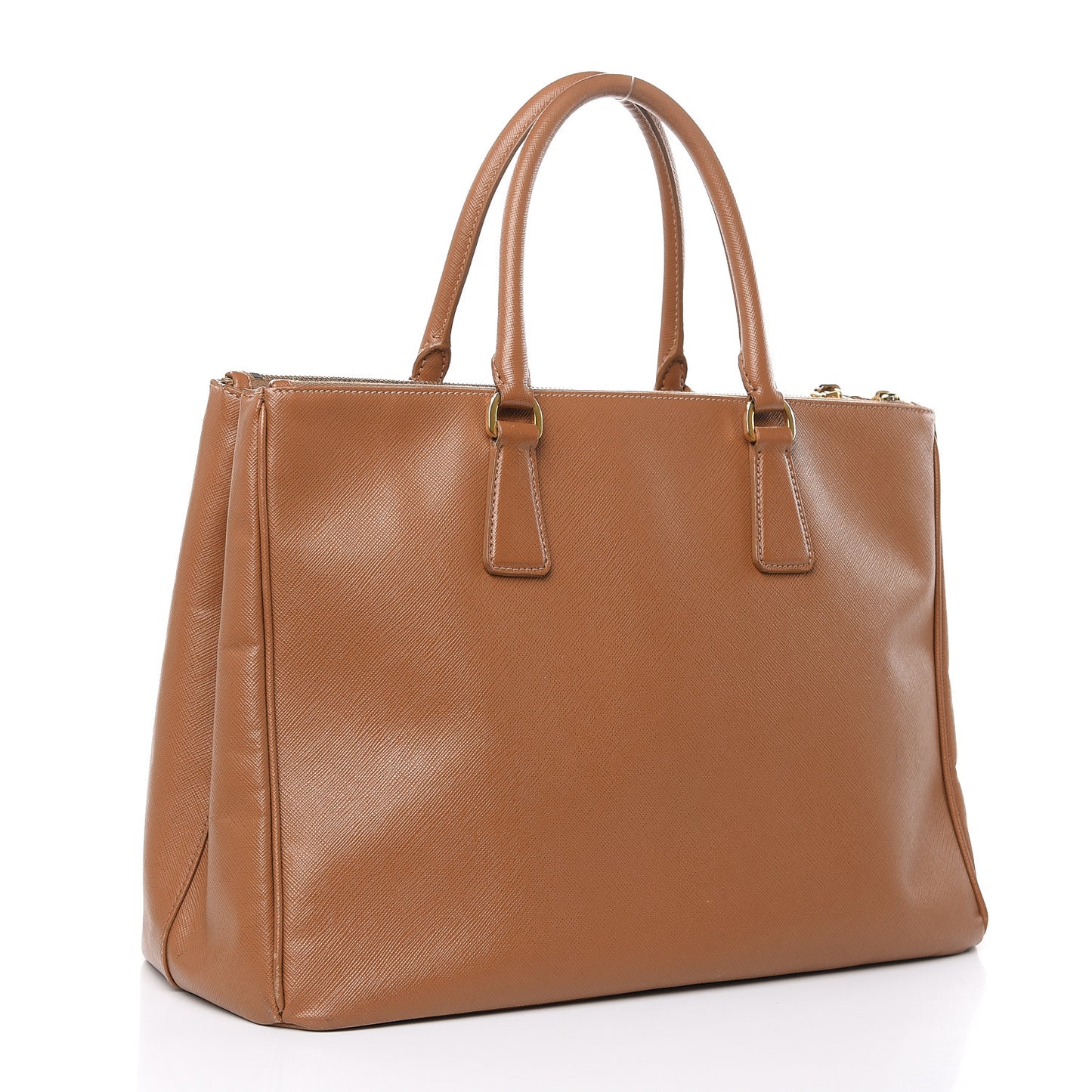 Saffiano Medium Galleria Double Zip Tote Caramel
