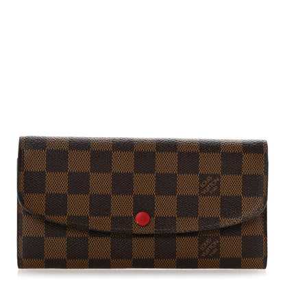 Louis Vuitton Damier Ebene Emilie Wallet Red 1 of 9