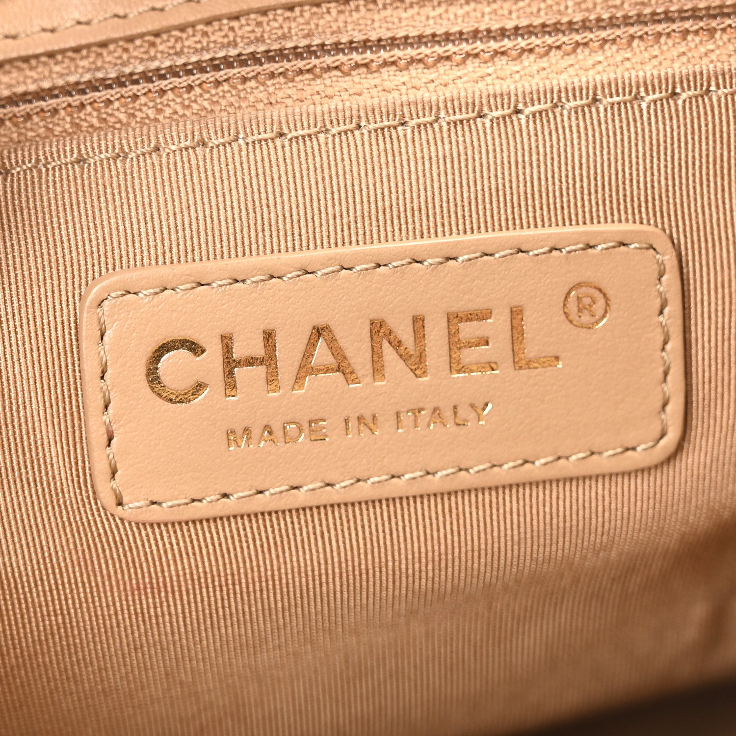Chanel Calfskin Stitched Small Egyptian Amulet Drawstring Bag Beige 6 of 10