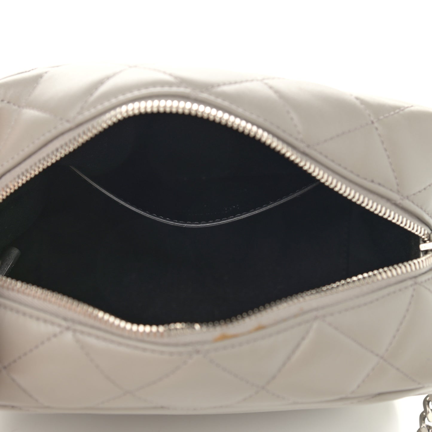 Calfskin Y Quilted Monogram Small Loulou Bowling Bag Light Gray