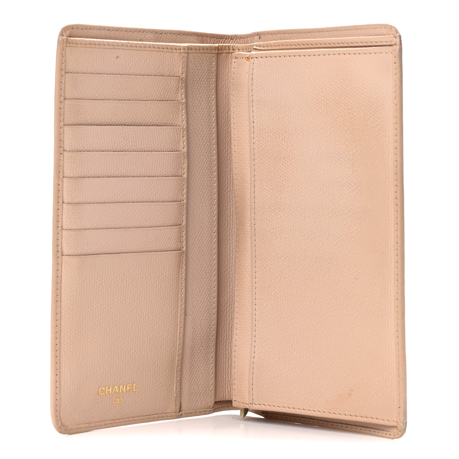 Chanel Grained Calfskin CC Button Yen Wallet Beige 5 of 27