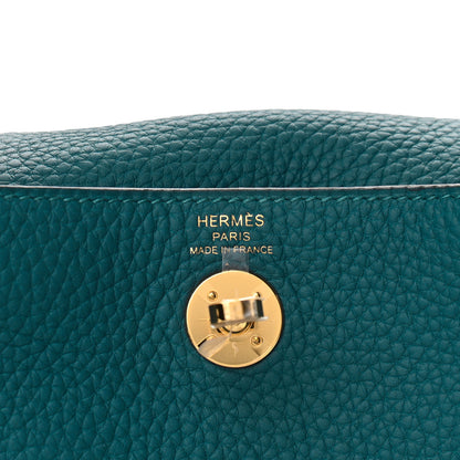 Hermes Taurillon Clemence Mini Lindy 20 Vert Bosphore 5 of 8