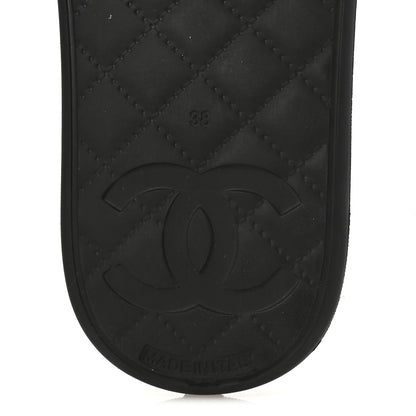 Chanel Thermoplastic PVC Camellia Mule Sandals 38 Black Ivory 7 of 9