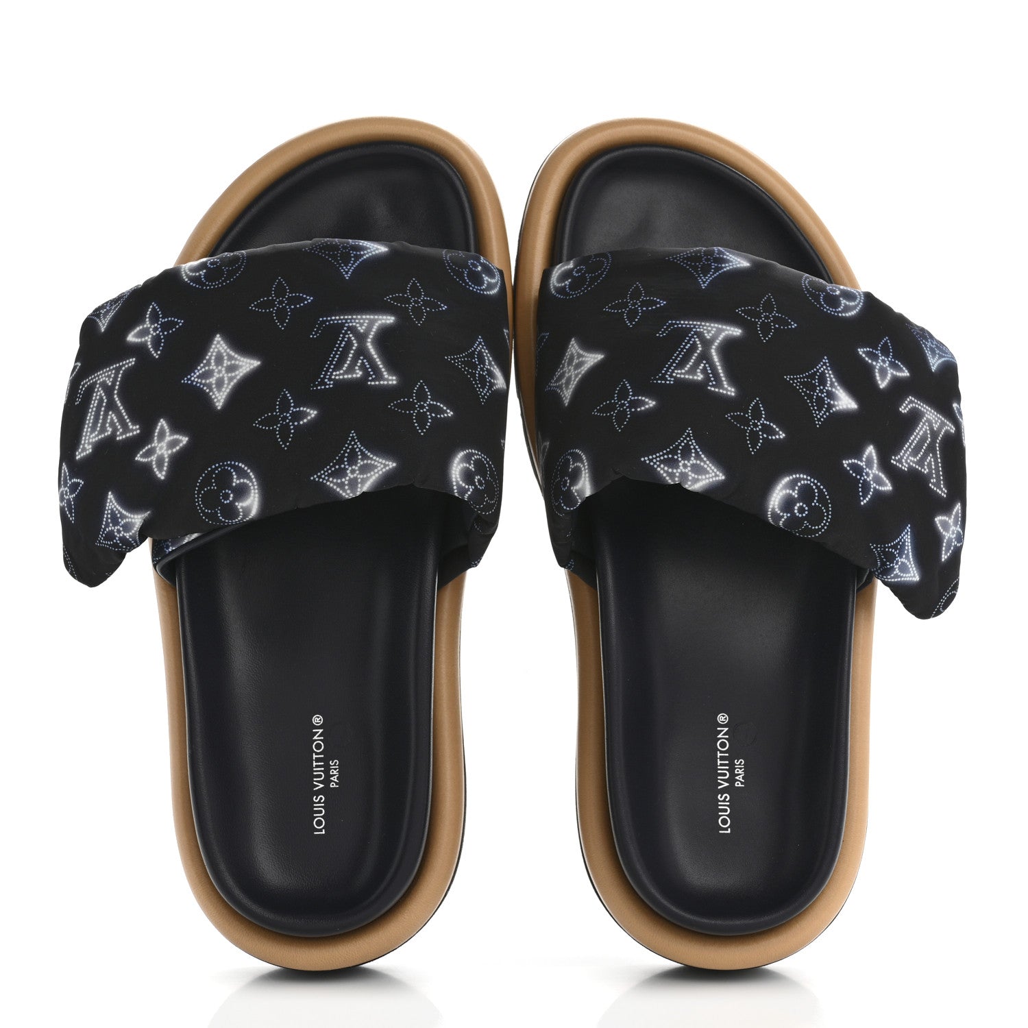 Louis Vuitton Nylon Monogram Womens Pool Pillow Comfort Mules 38 Navy Blue 2 of 9