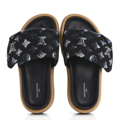 Louis Vuitton Nylon Monogram Womens Pool Pillow Comfort Mules 38 Navy Blue 2 of 9