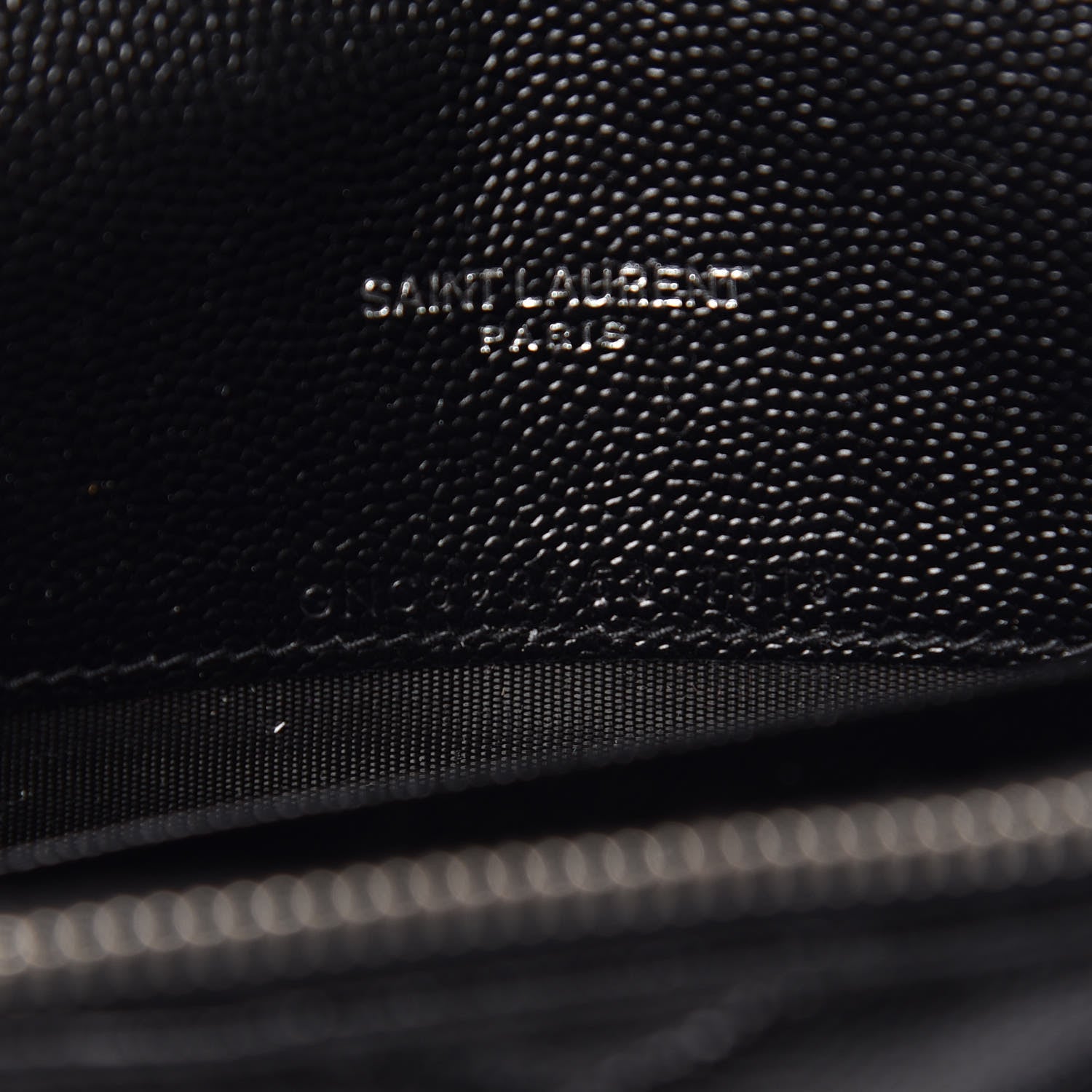 Saint Laurent Grain De Poudre Matelasse Chevron Monogram Envelope Chain Wallet Black 7 of 7