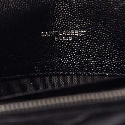 Saint Laurent Grain De Poudre Matelasse Chevron Monogram Envelope Chain Wallet Black 7 of 7