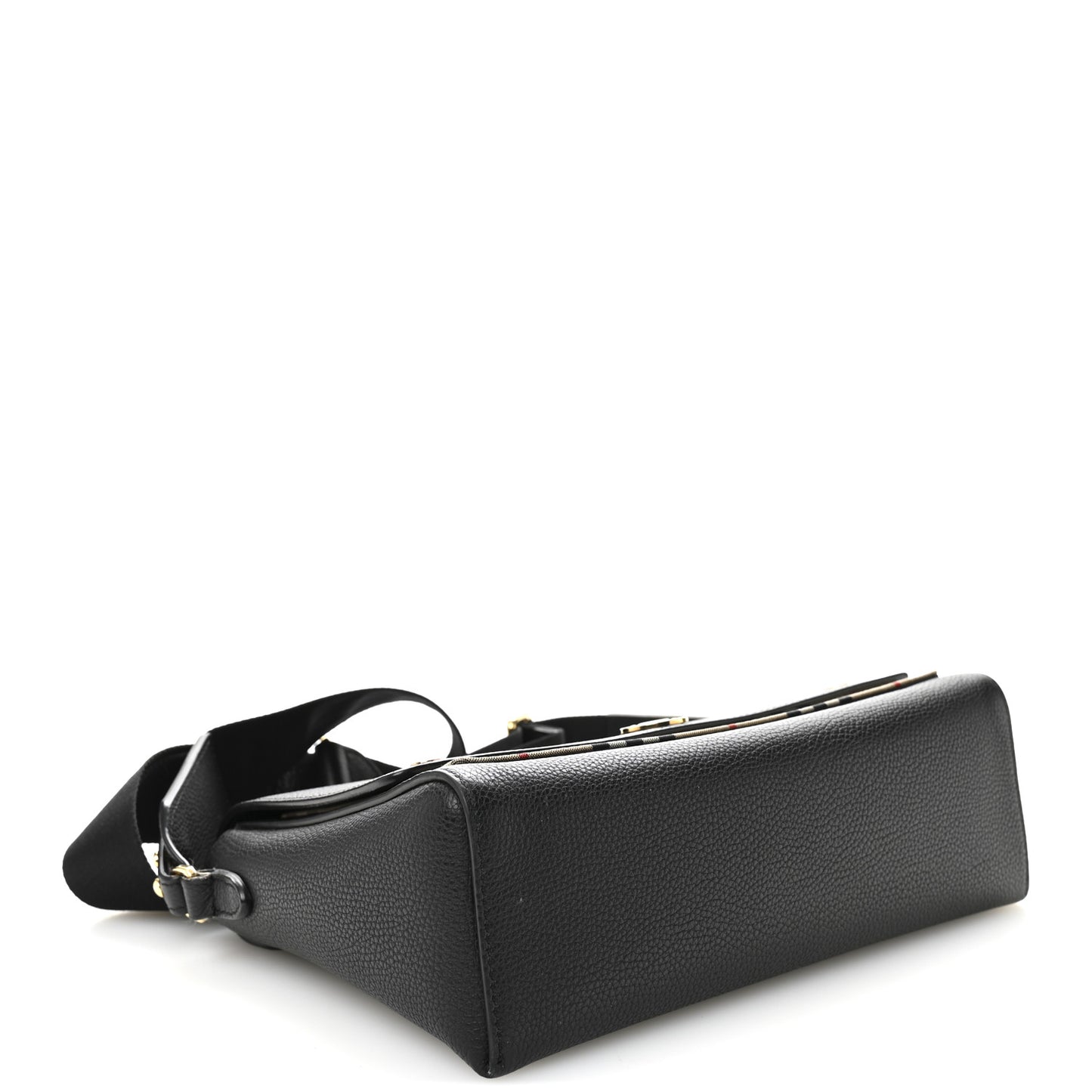 Coated Canvas Calfskin Vintage Check Medium Note Crossbody Bag Black
