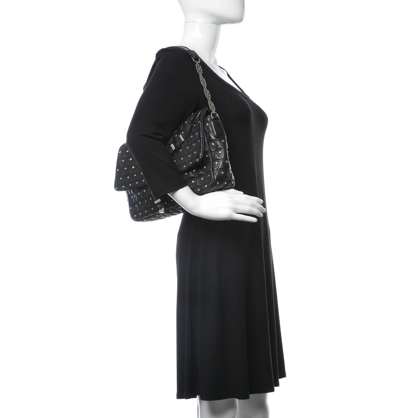 Nappa Studded Vanitas Flap Shoulder Bag Black