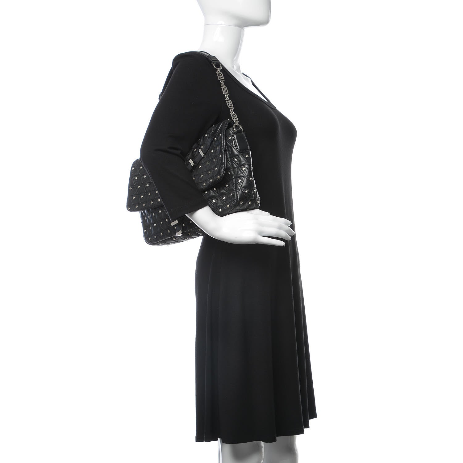 Versace Nappa Studded Vanitas Flap Shoulder Bag Black 2 of 7