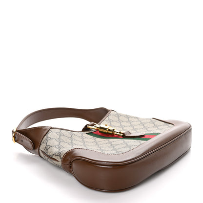 Gucci GG Supreme Monogram Azalea Calfskin Web Small Jackie 1961 Hobo Beige Ebony Brown Sugar 4 of 9