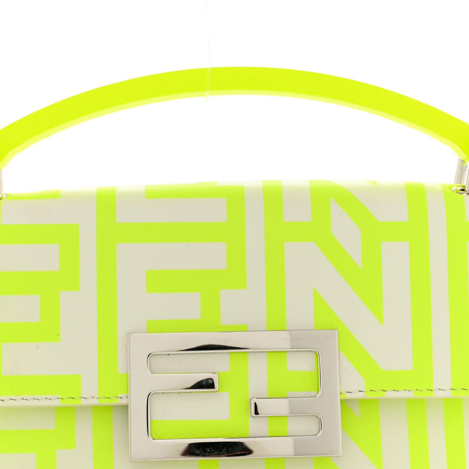 Fendi X MARC JACOBS Nappa Vitello King Logo Print Phone Baguette Yellow Fluo 8 of 12