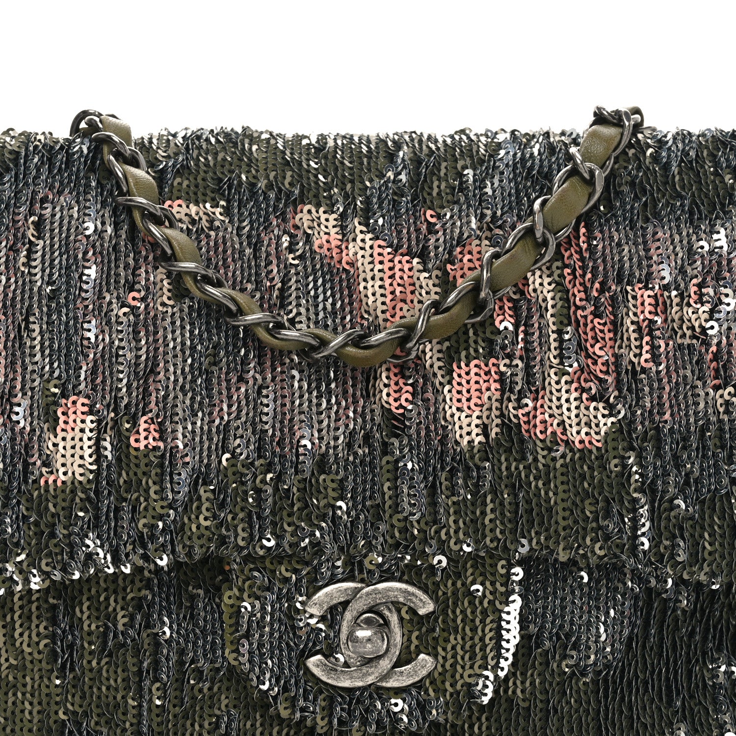Chanel Sequin Coco Cuba Medium Single Flap Khaki 8 of 10