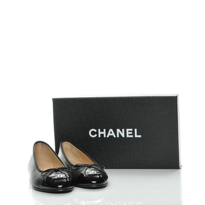 Chanel Lambskin Patent Cap Toe Ballerina Flats 36.5 Black 9 of 9