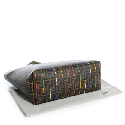 Fendi Zucca Spalmati Striped Large Roll Tote Tobacco Multicolor 4 of 9