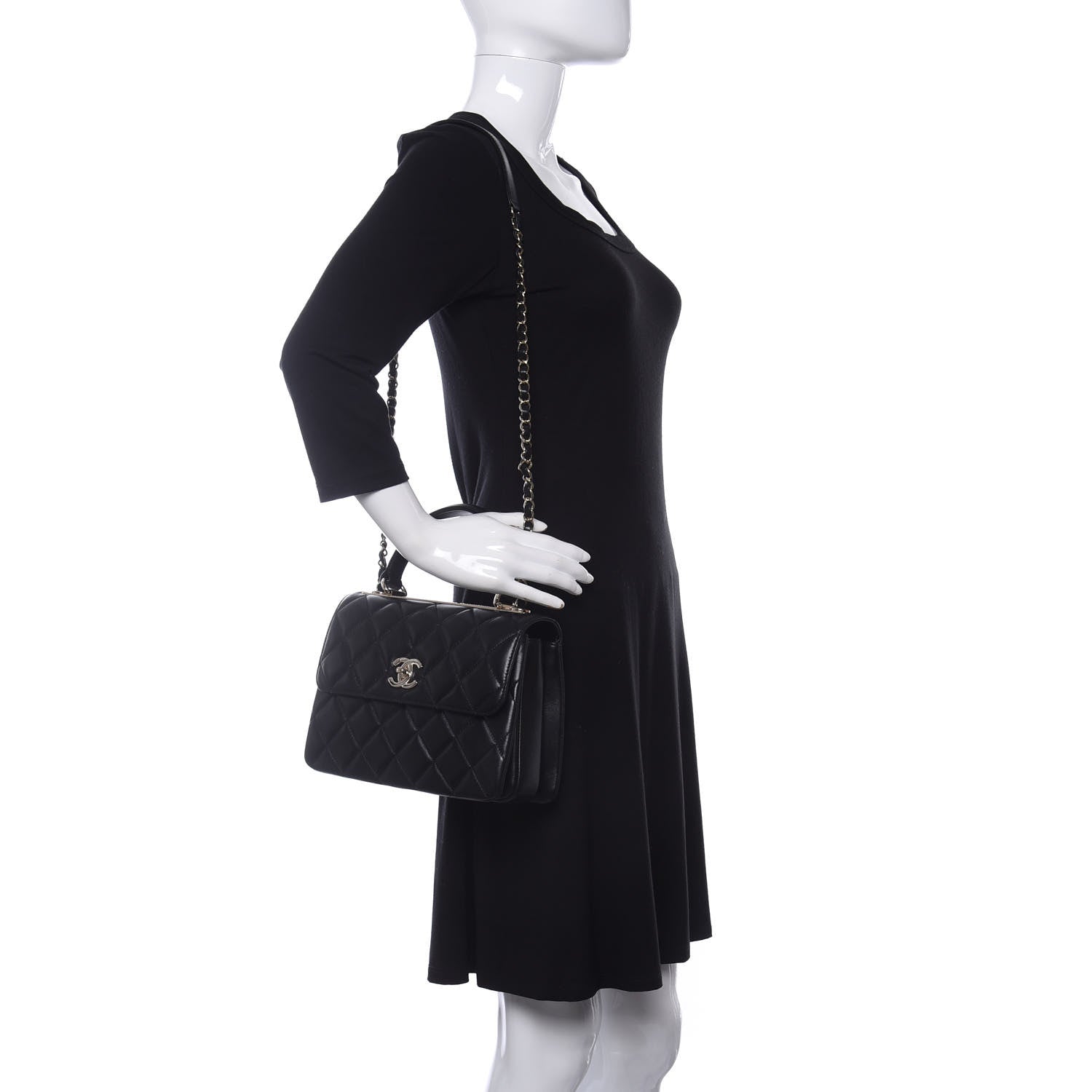 Chanel Lambskin Quilted Small Trendy CC Dual Handle Flap Bag Black 2 of 11