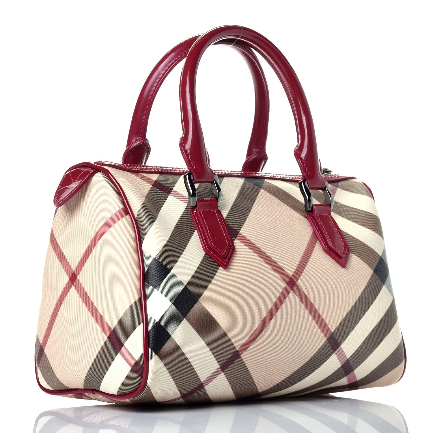 Burberry Patent Nova Check Chester Bowling Bag Raspberry Sorbet 3 of 8
