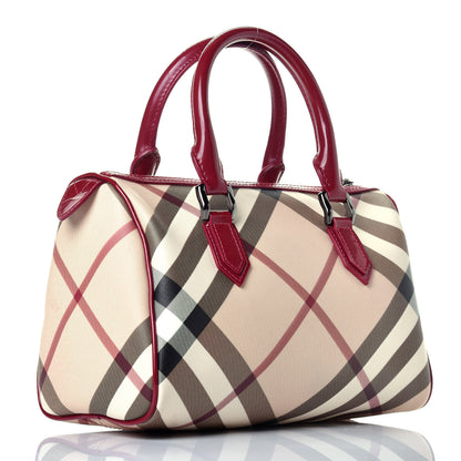 Burberry Patent Nova Check Chester Bowling Bag Raspberry Sorbet 3 of 8