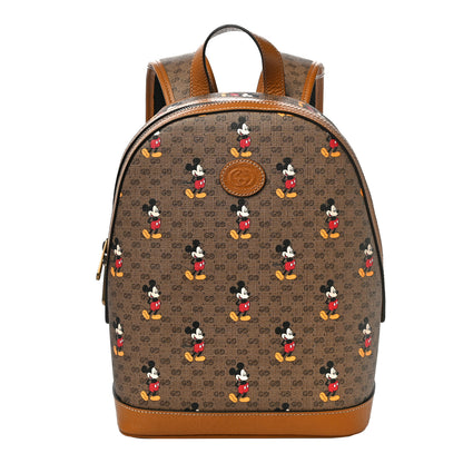 Gucci X DISNEY Mini Vintage GG Supreme Monogram Mickey Mouse Small Dome Backpack Beige Vintage Sun Oil 1 of 11