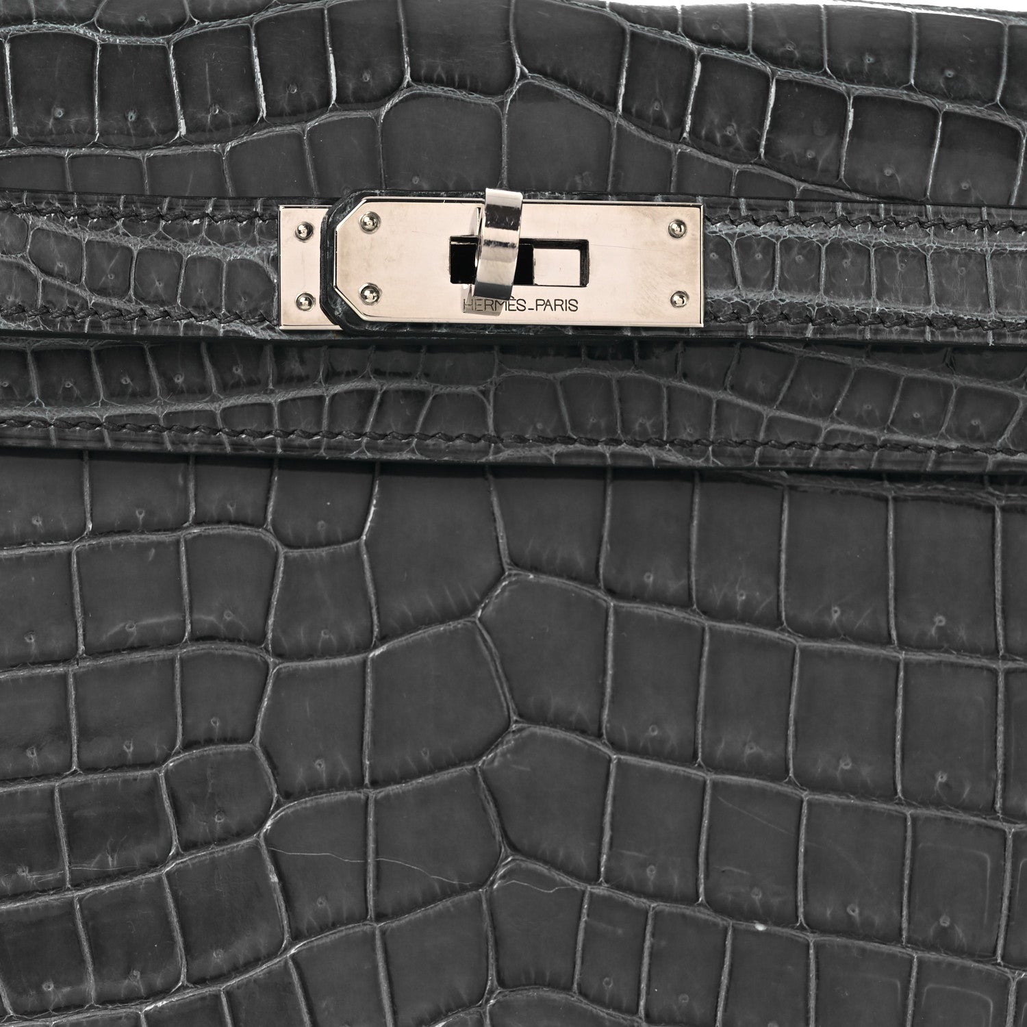 Hermes Shiny Niloticus Crocodile Kelly Elan Pochette Bleu Tempete 16 of 26