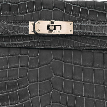 Hermes Shiny Niloticus Crocodile Kelly Elan Pochette Bleu Tempete 16 of 26