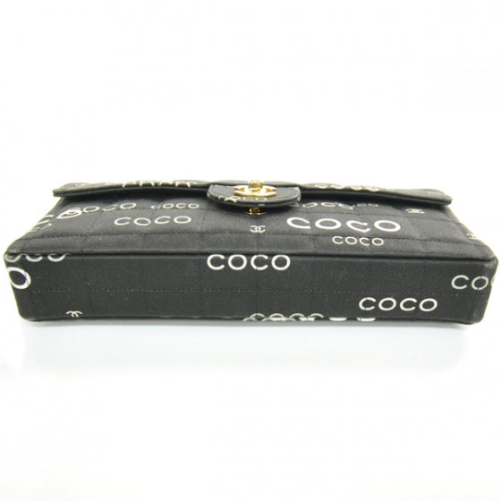 Canvas Chocolate Bar Quilted Coco East West Flap Black
