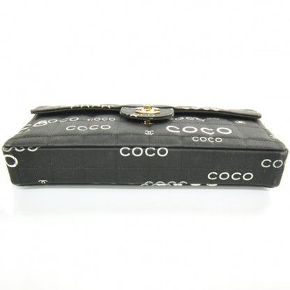 Chanel Canvas Chocolate Bar Quilted Coco East West Flap Black 4 of 11