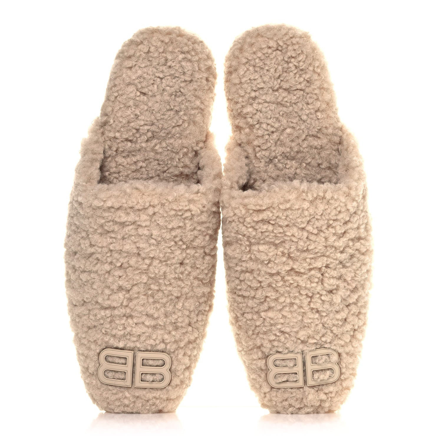 Balenciaga Faux Shearling Cosy BB Mules 39.5 Beige 5 of 9
