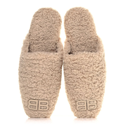 Balenciaga Faux Shearling Cosy BB Mules 39.5 Beige 5 of 9