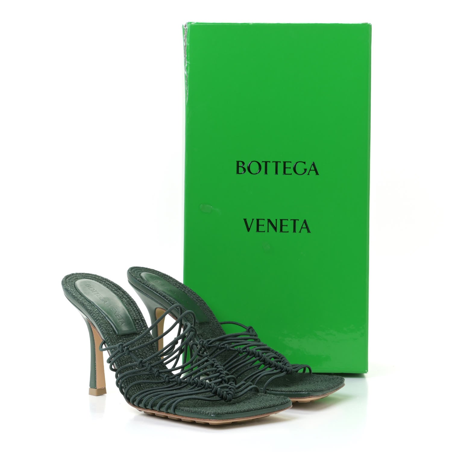 Bottega Veneta Raffia Elasticized Stretch Mule Sandals 37 Emerald Green 11 of 11