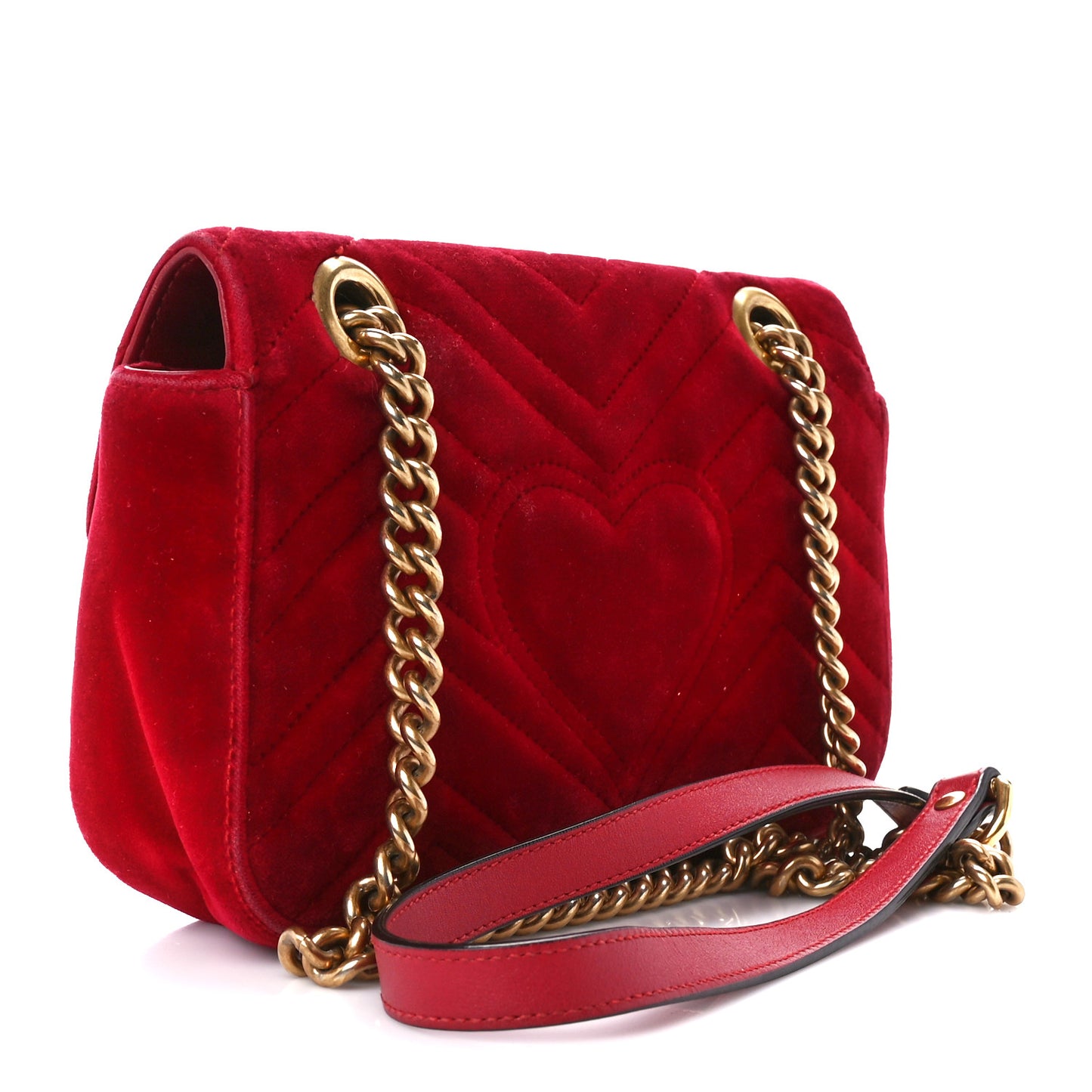 Velvet Matelasse Mini GG Marmont Shoulder Bag Hibiscus Red