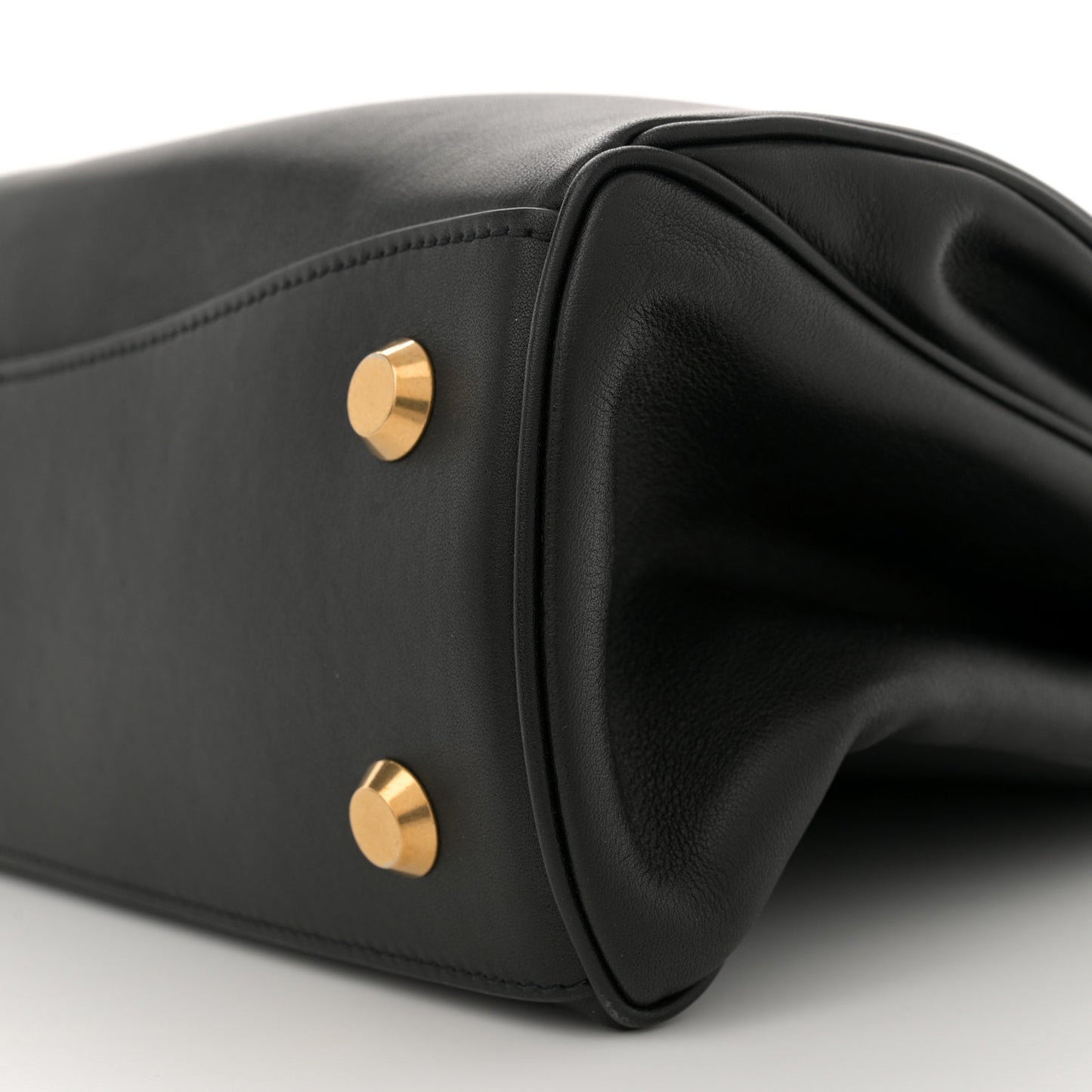 Natural Smooth Calfskin Medium Rodeo Top Handle Handbag Black