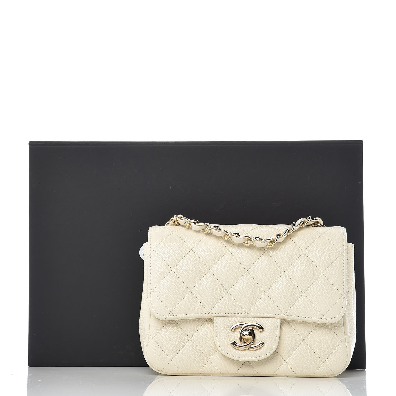 Chanel Caviar Quilted Mini Square Flap White 10 of 10