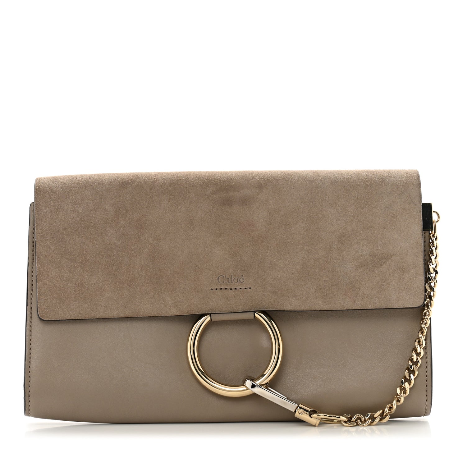 Suede Calfskin Faye Clutch Motty Grey