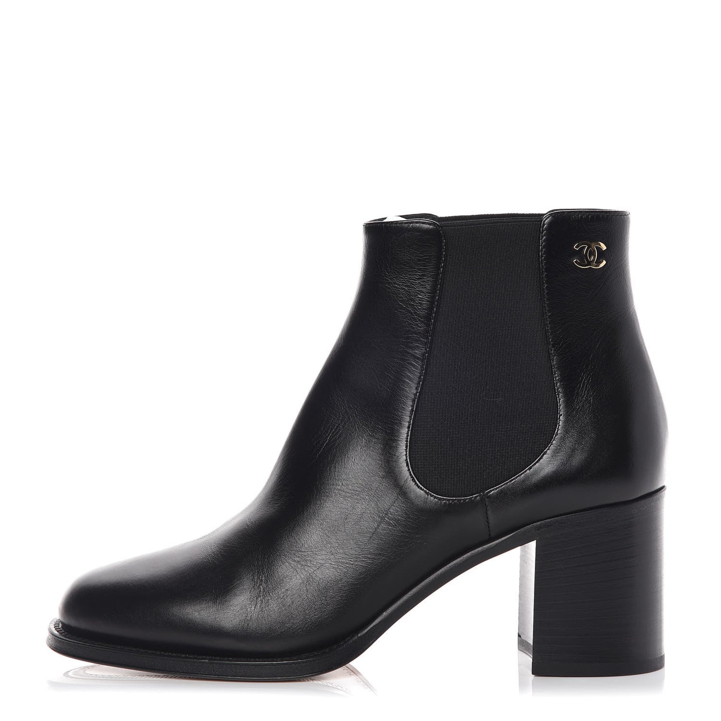 Glazed Calfskin Short Boots 40 Black