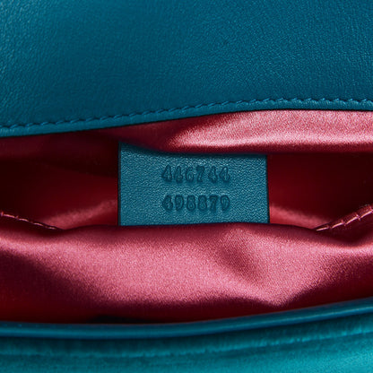 Gucci Velvet Matelasse Mini GG Marmont Shoulder Bag Pavone Cyan 7 of 7