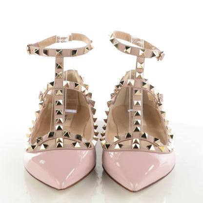 Valentino Garavani Patent Rockstud Cage Ballerina Flats 37.5 Water Rose Poudre 2 of 8