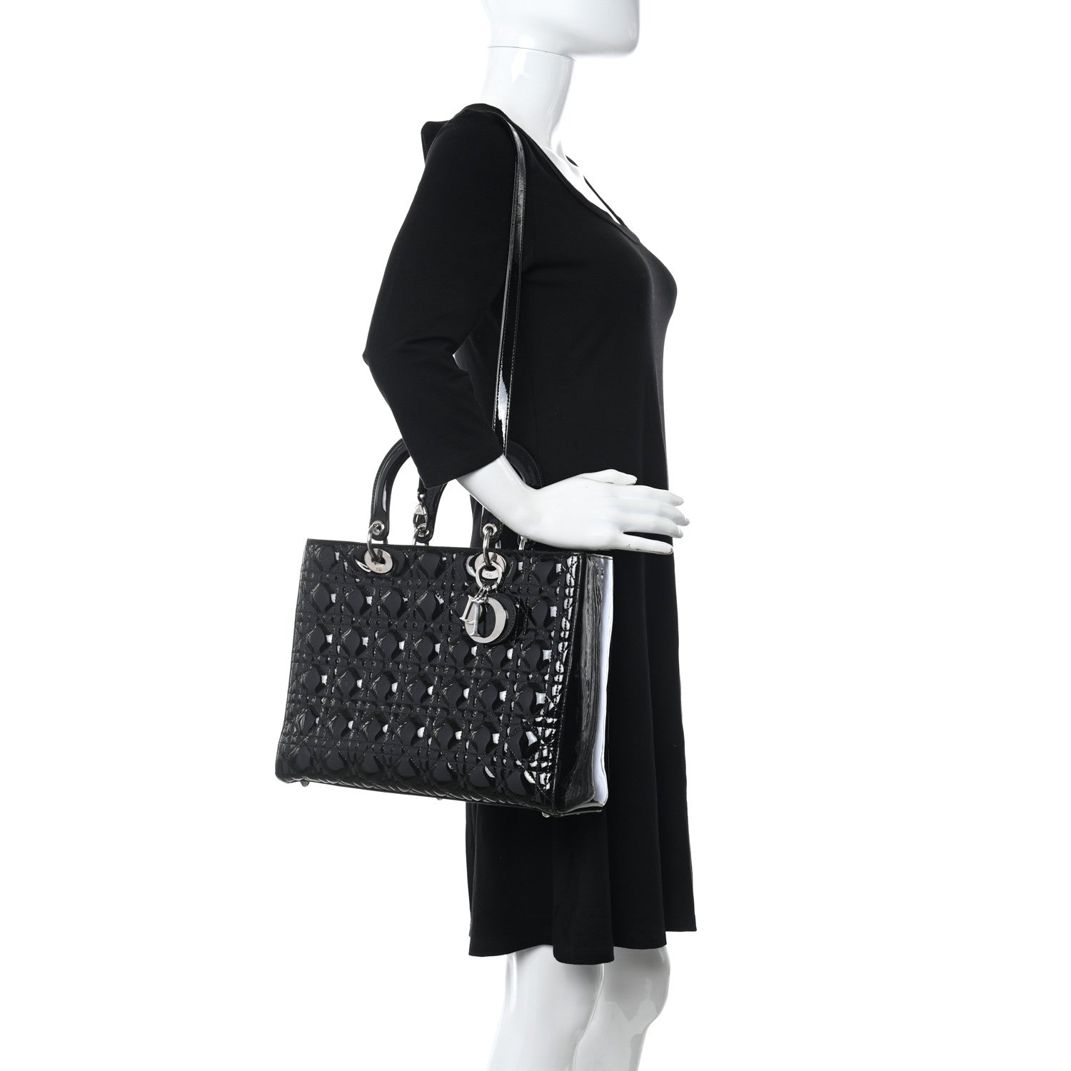 Christian Dior Patent Cannage Large Lady Dior Black 2 of 10