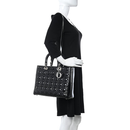 Christian Dior Patent Cannage Large Lady Dior Black 2 of 10