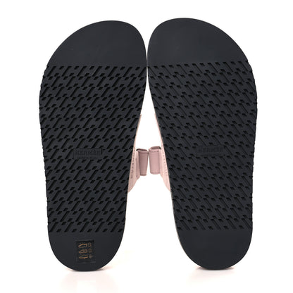 Hermes Suede Goatskin Womens Chypre Sandals 37 Rose Porcelaine 6 of 9