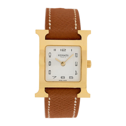 Hermes Stainless Steel Epsom 21mm Heure H Hour Quartz Watch Gold 1 of 5