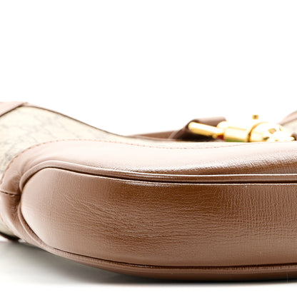 Gucci GG Supreme Monogram Azalea Calfskin Web Small Jackie 1961 Hobo Beige Ebony Brown Sugar 9 of 10